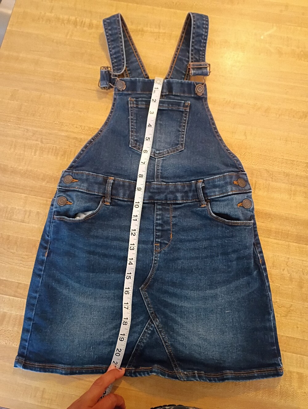SO Dark Blue Denim Overall Skirt with Contrast Stitching